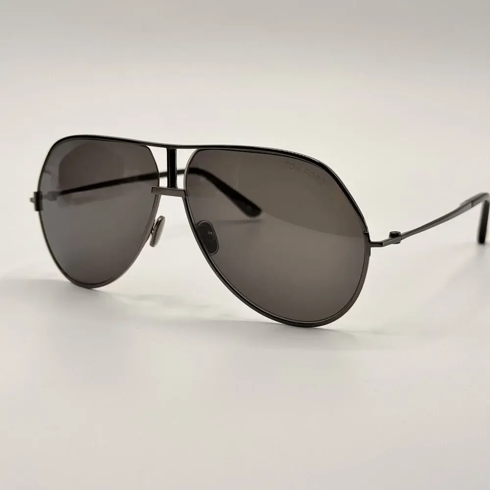 Tom Ford Sunglasses Rickie-02 TF1281 08A Gunmetal Aviator Frame Gray Lens 63mm